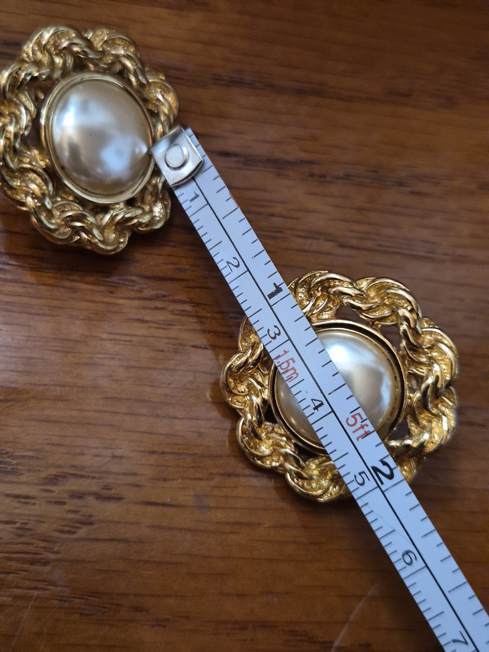Monet Gold-Tone Braided Pearl Button Earrings - Picture 5 of 5